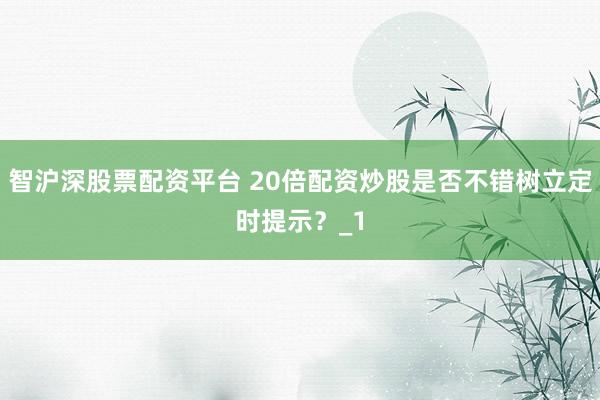 智沪深股票配资平台 20倍配资炒股是否不错树立定时提示？_1